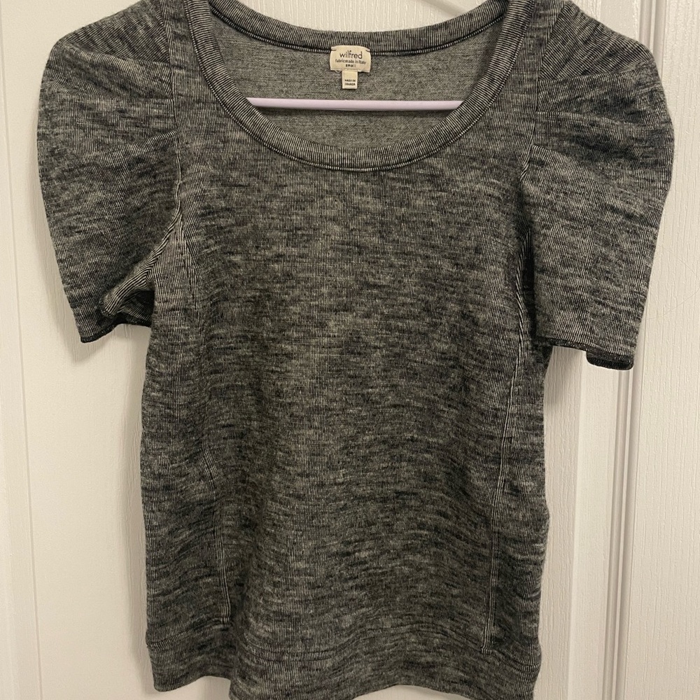 ARITZIA/WILFRED ruffles sleeves knit scoop neck top Small